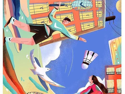 生活简单画——打羽毛球的一天