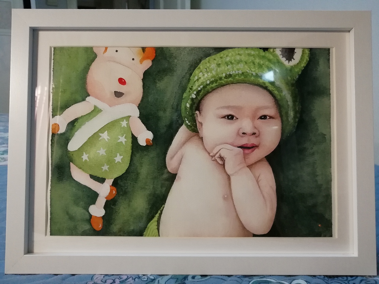 水彩人物和水果