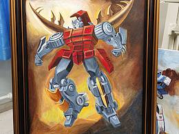 布面油画:G1 变形金刚 机器恐龙 嚎叫 50＊70厘米