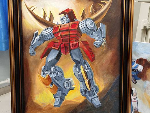 布面油画:G1 变形金刚 机器恐龙 嚎叫 50*70厘米