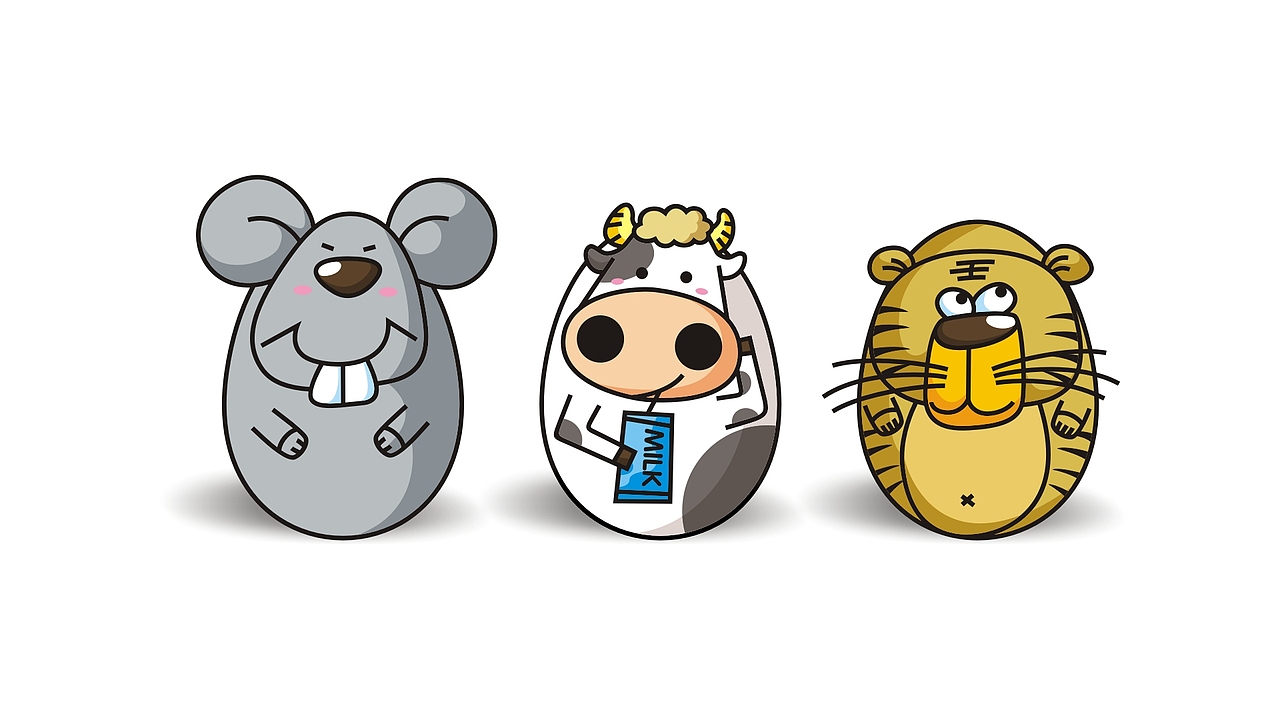 十二生肖鸡蛋logo品牌设计、十二生肖卡通形象设计（图ZMjkwMDQzNzY=） - 品牌 - 站酷设计师zhiyuanchun原创素材 - 站酷ZCOOL