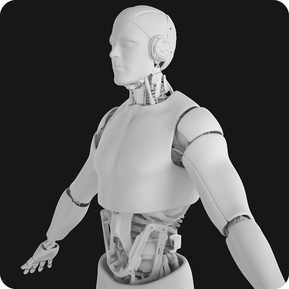 智能机器人建模,使用标准人体模型修改布线以及加上各种机械元件