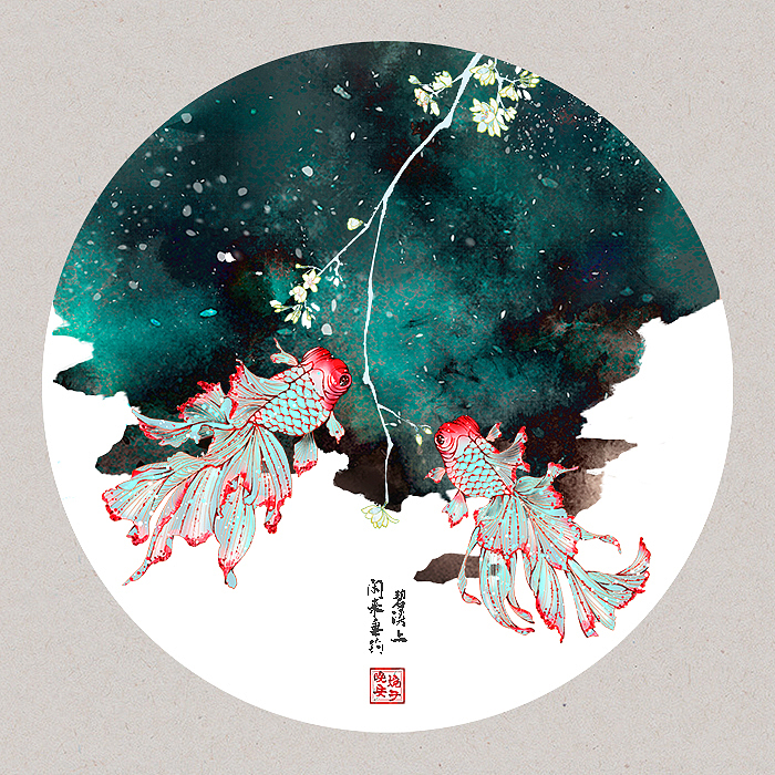 诗词画雅集（二）——圆框版（图ZMjMyMjUzNjk2） - 商业插画 - 站酷设计师晚安婉子原创素材 - 站酷ZCOOL