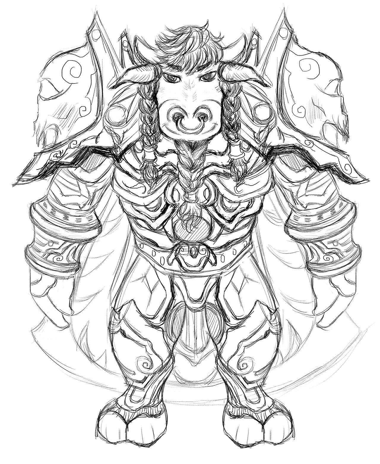 废弃的商稿,牛头人角色设计草图.