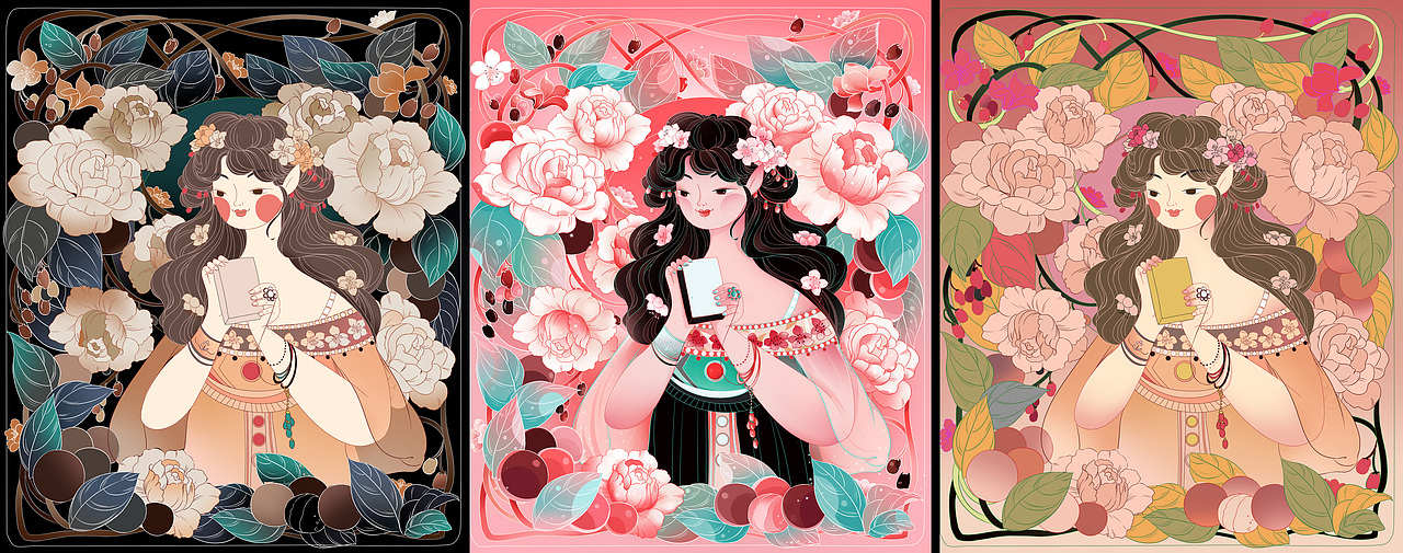 国风插画练习（图ZMjE3OTczMTQ0） - 艺术插画 - 站酷设计师夏夏夏天天原创素材 - 站酷ZCOOL