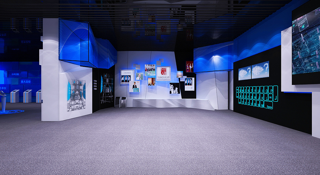 科技时尚未来企业展厅公司文化展厅3d效果图设计