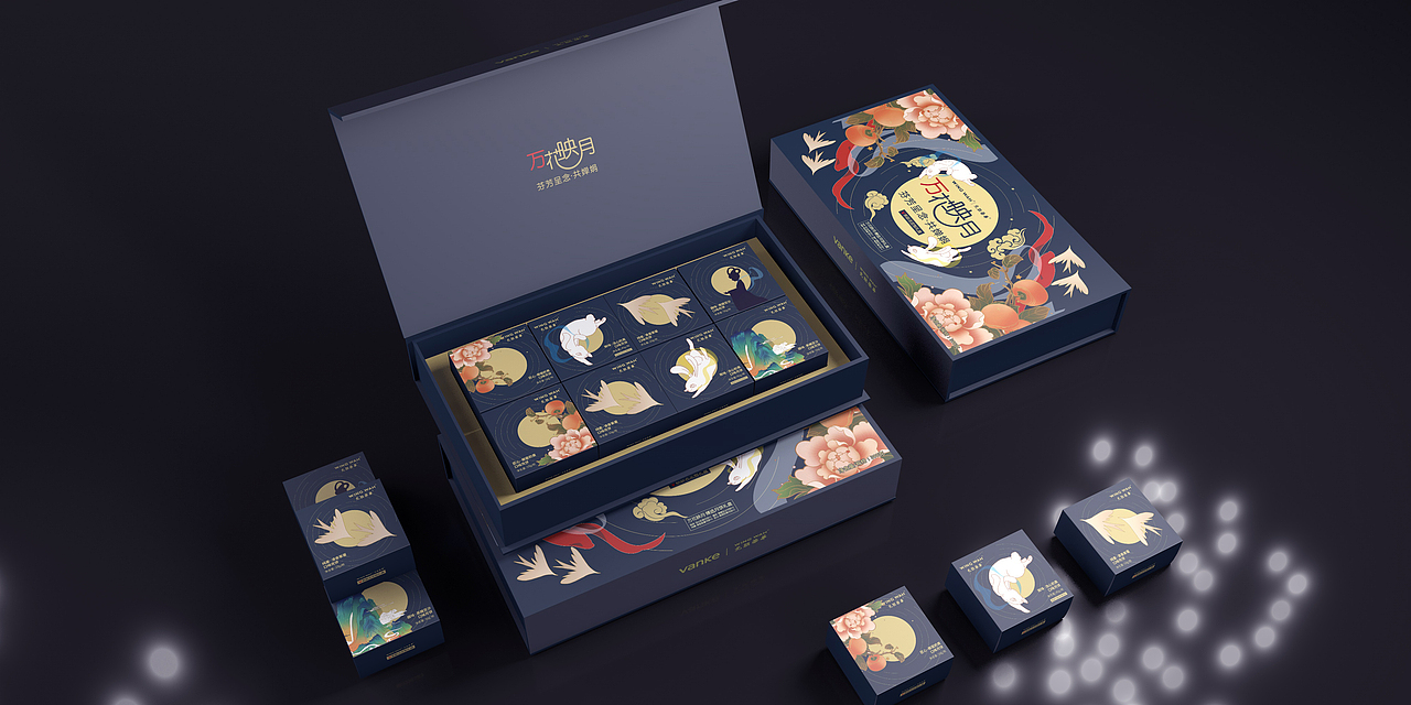 vanke联名元朗荣华【万花映月】限量月饼礼盒包装设计