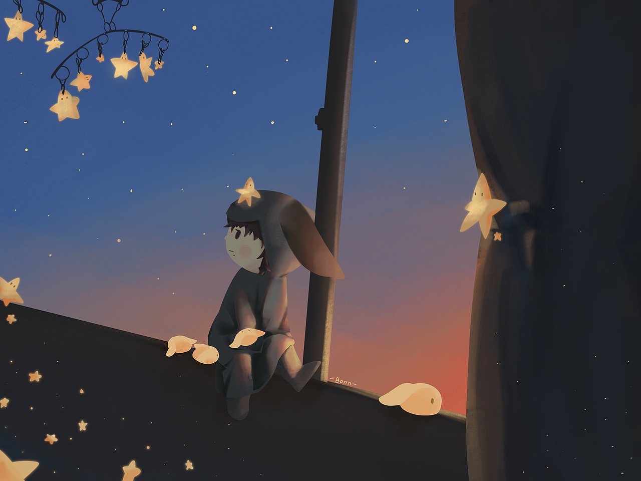 晒星星的小兔子