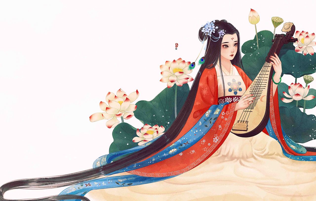 抱琵琶|插画|创作习作|蘑菇汤有毒_原创作品-站酷zcool