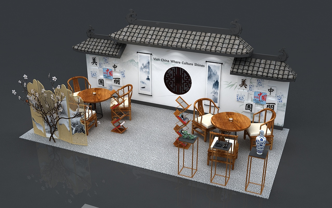 旅游展2 古风展位设计 3d设计