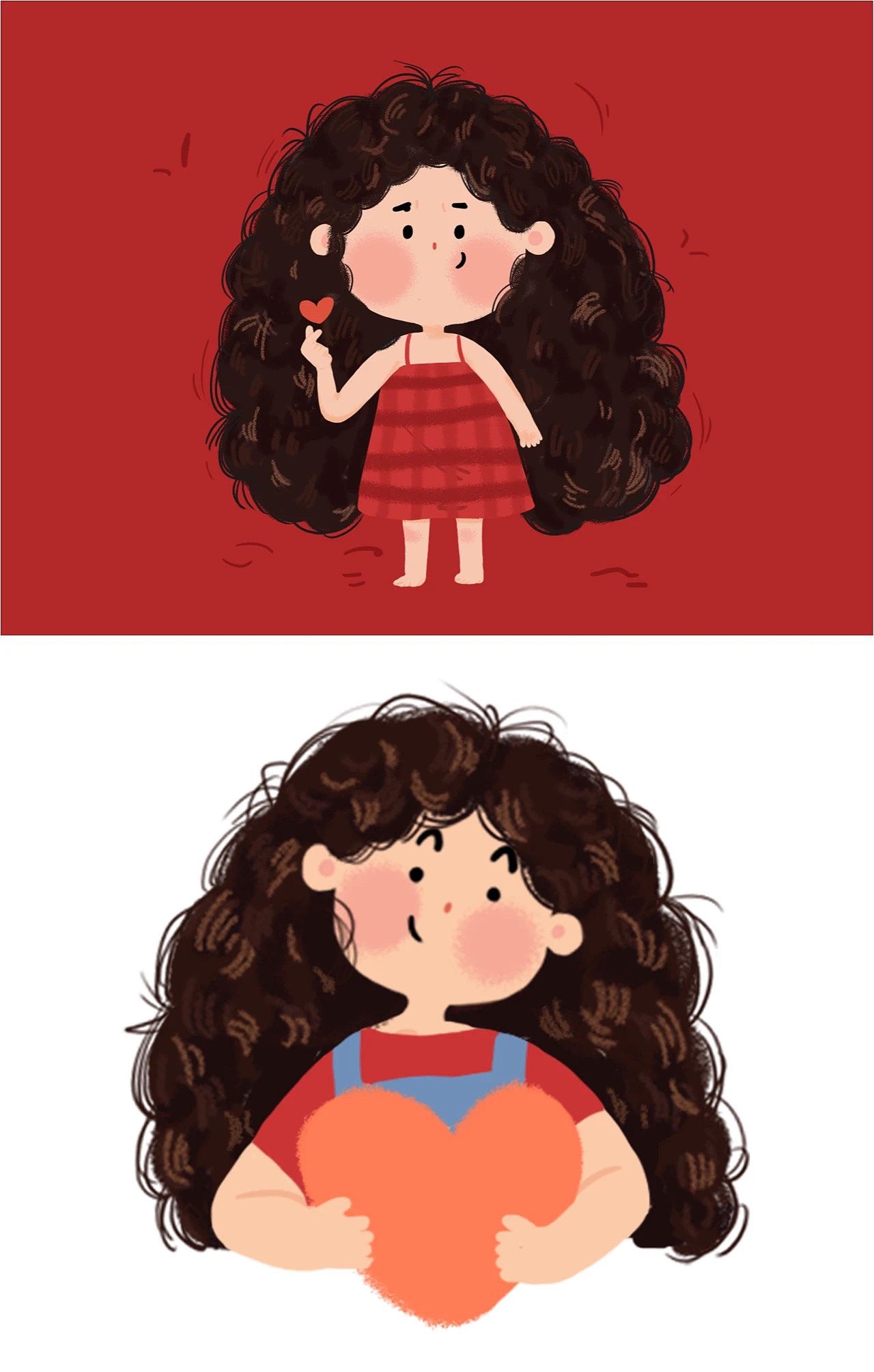 可爱爆炸头女孩插画版|插画|儿童插画|爱吃巧克力的小姐 - 原创作品