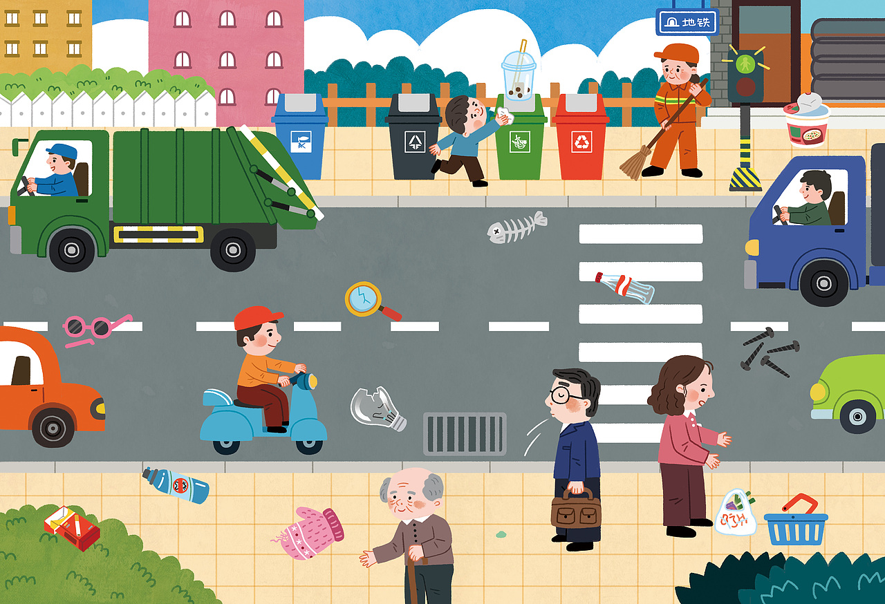 垃圾分类贴片绘本（图ZMjAzNDM5NjI0） - 儿童插画 - 站酷设计师逗鸭原创素材 - 站酷ZCOOL