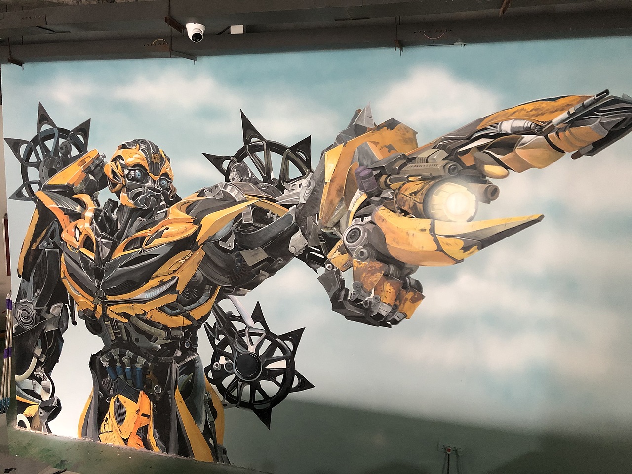 汽车服务中心大黄蜂墙绘