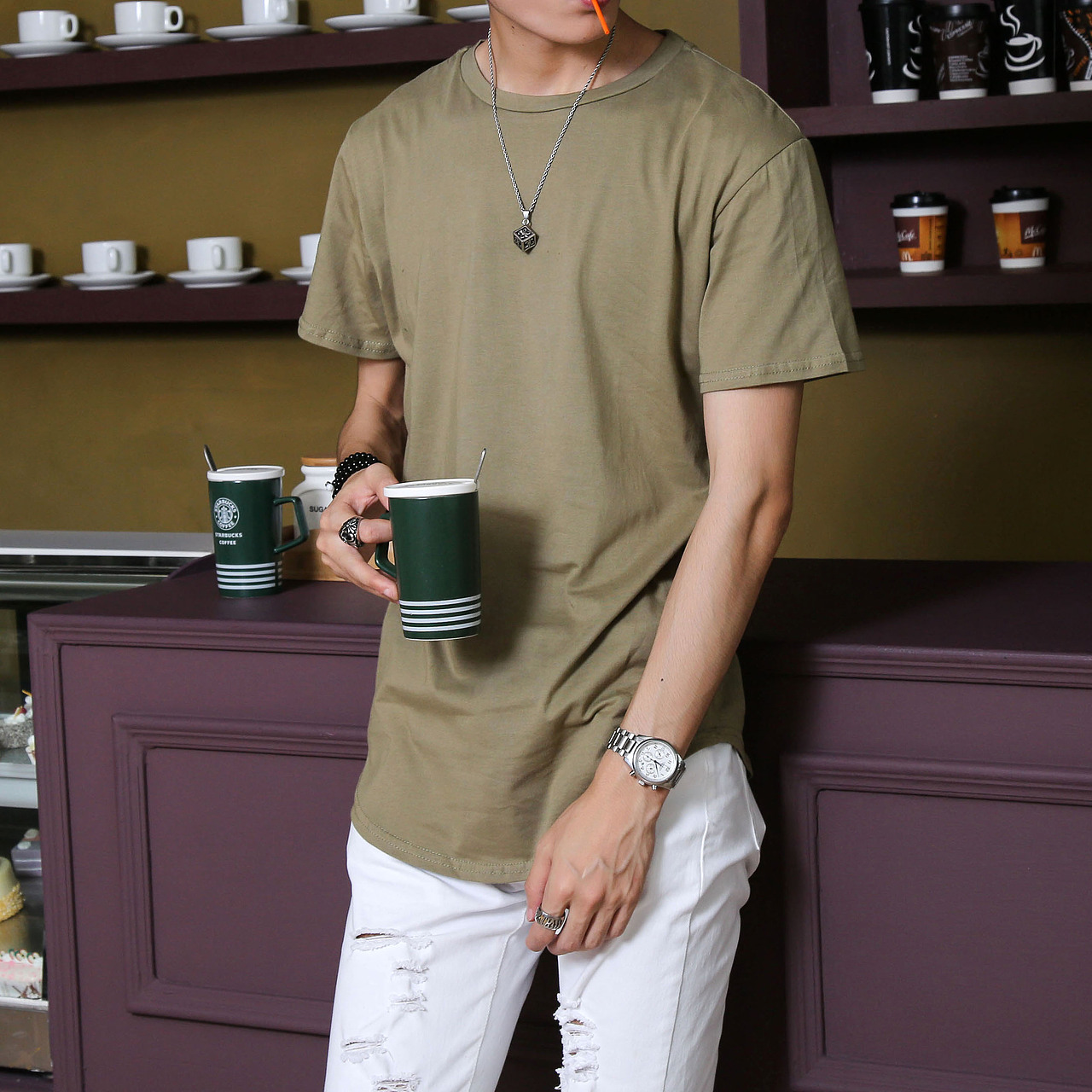 男t恤基地模特半身拍摄 店主风自拍风男淘宝服装拍照网拍 男装模特