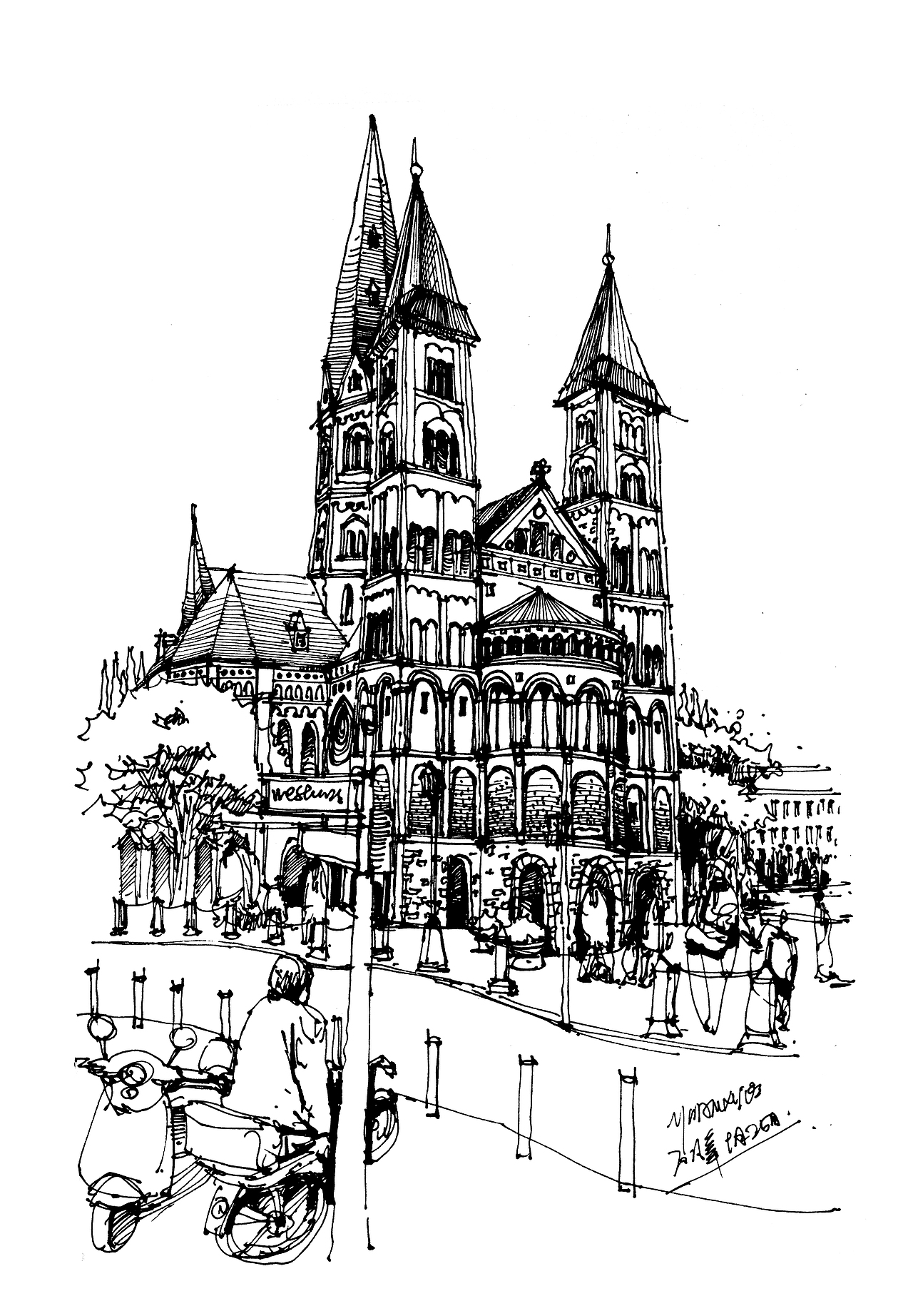 发一波近期钢笔手绘建筑作品