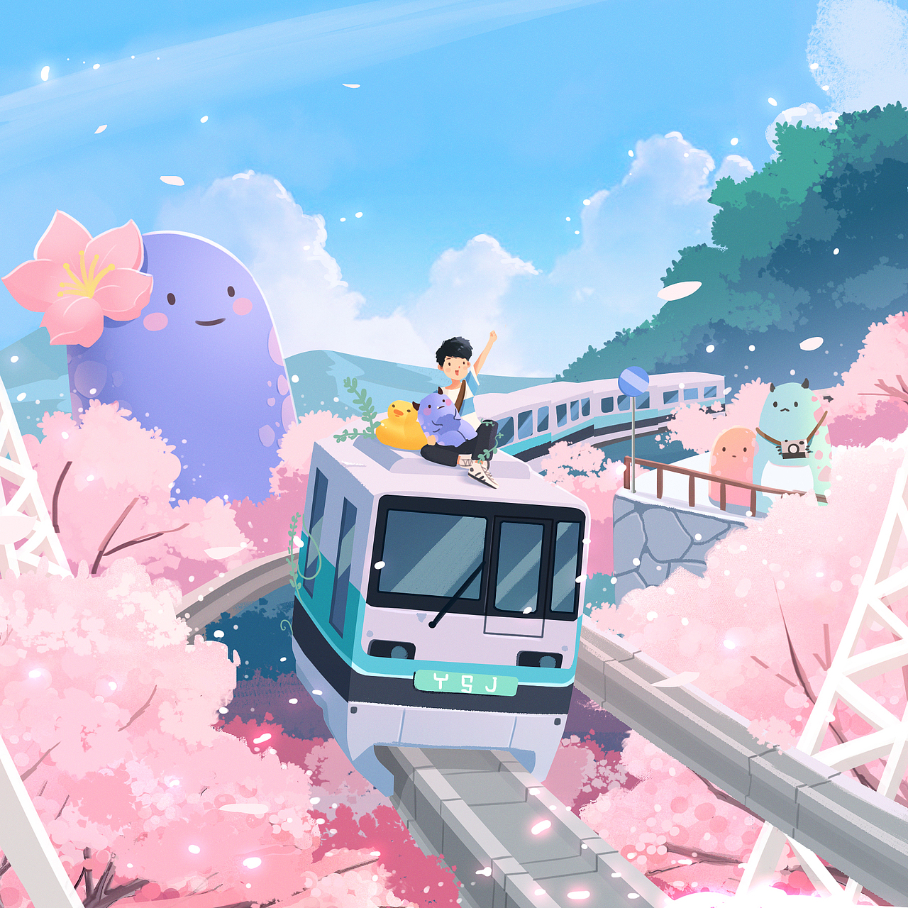 开往春天的列车|插画|创作习作|插画师益生菌_原创作品-站酷zcool