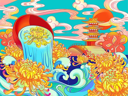 菊花茶包装插画