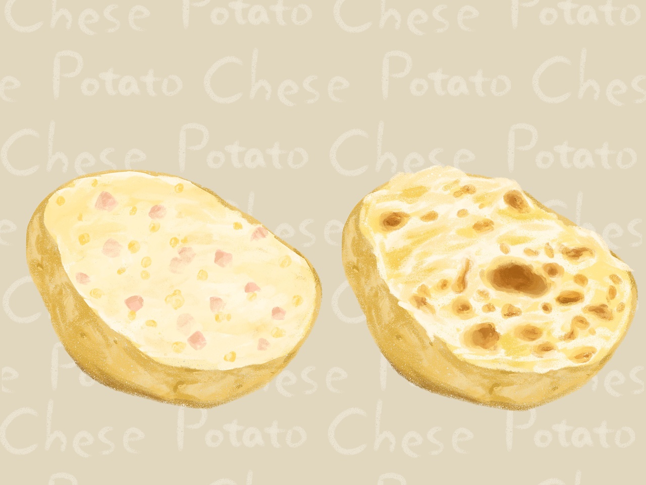 手绘美食——芝士土豆泥|插画|创作习作|椰壳yeak - 原创作品 - 站酷