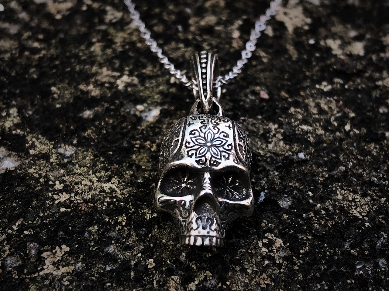 『骷髅』925纯银吊坠,墨西哥骷髅文化|手工艺|首饰|nightmelody乔门
