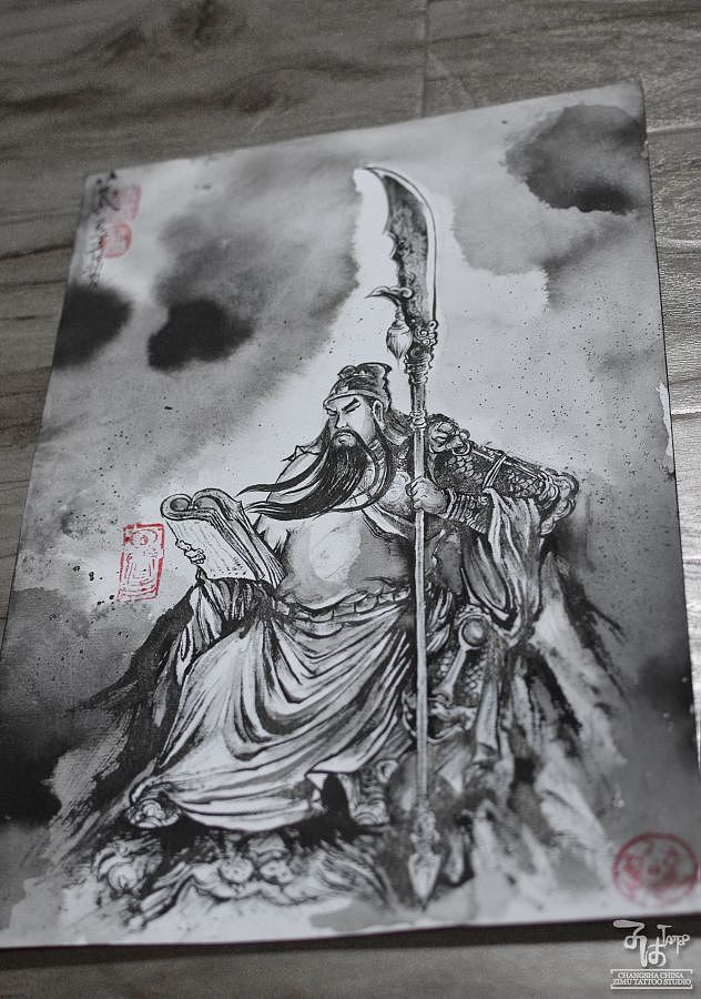 三国 泼墨中国风手稿插画水墨