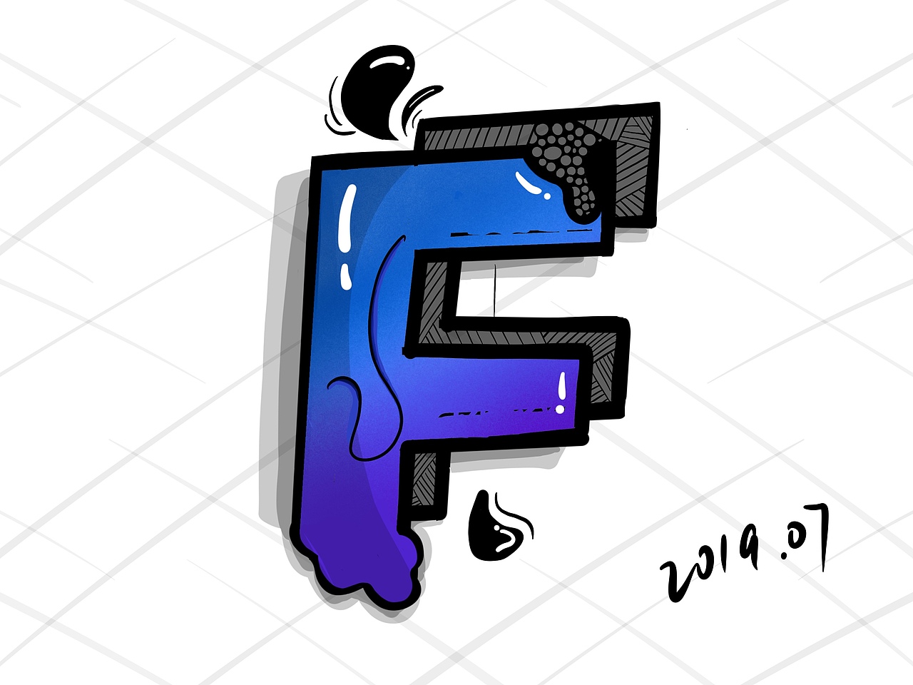 写了九个字母创意涂鸦样式