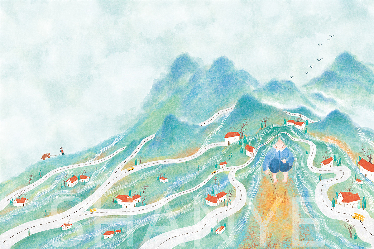 《大山里的小诗人》插画稿