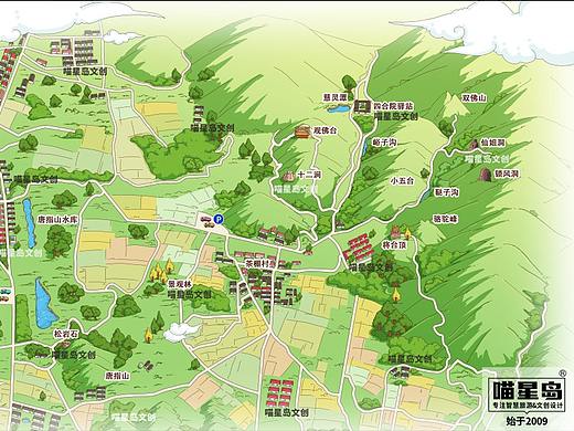 北京唐指山风景区旅游手绘地图