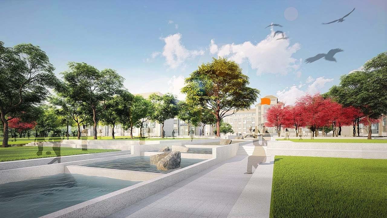 中学 学校 校园景观 lumion 表现|空间|景观设计|梁西凹 - 原创作品