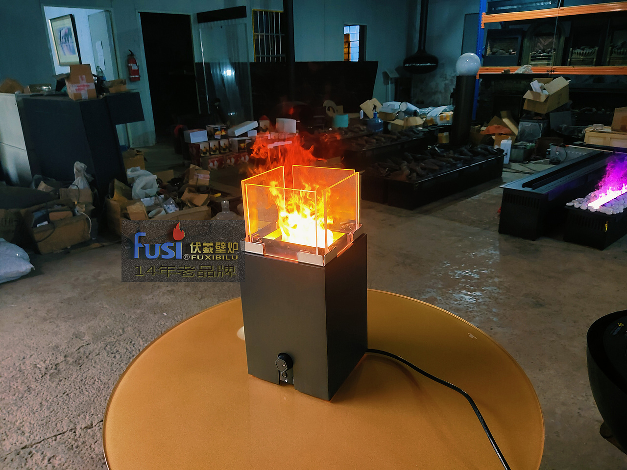 圣诞礼品飘香薰桌面伏羲雾化壁炉迷你3d火炉加湿火景