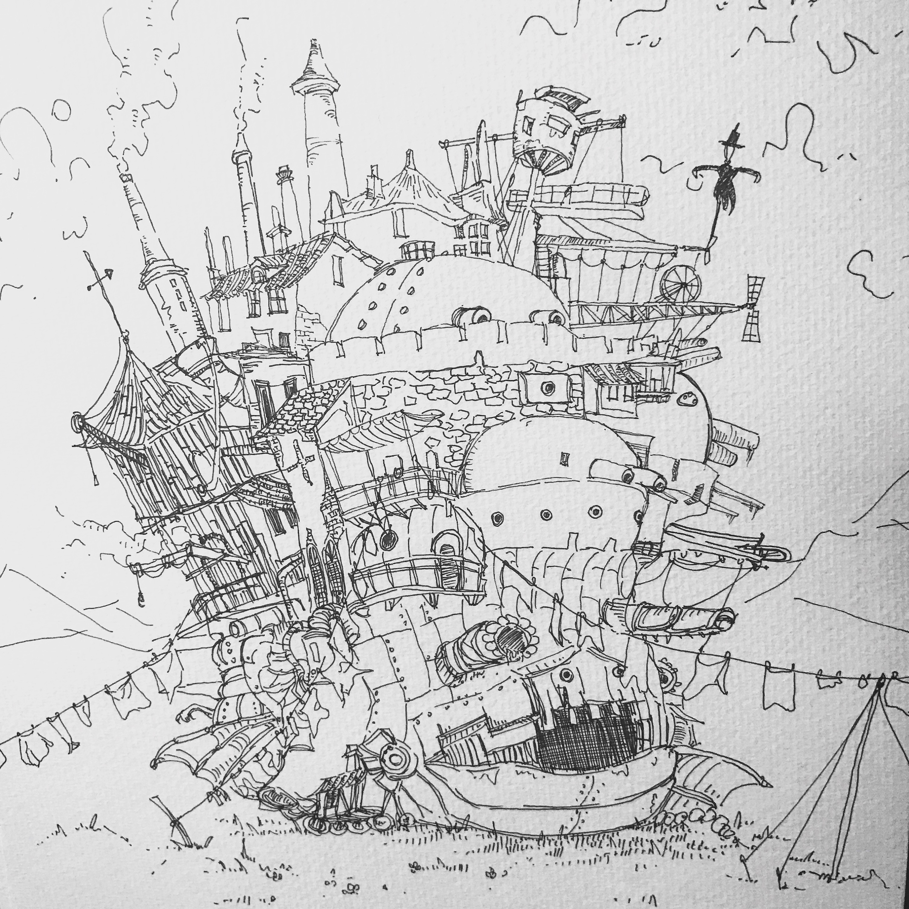 哈尔的移动城堡水彩练习