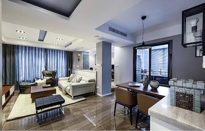 康桥悦城三居室120平现代风格装修案例欣赏---客餐厅