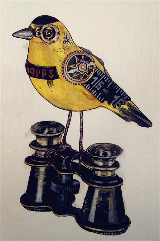 把喜欢的一组朋克鸟照片画成了水彩的