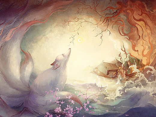 海浪开出花朵，结此因果～（个人主页-ZNjQyNDgyMDQ=） - 艺术插画 - 站酷设计师故风凉原创素材 - 站酷ZCOOL