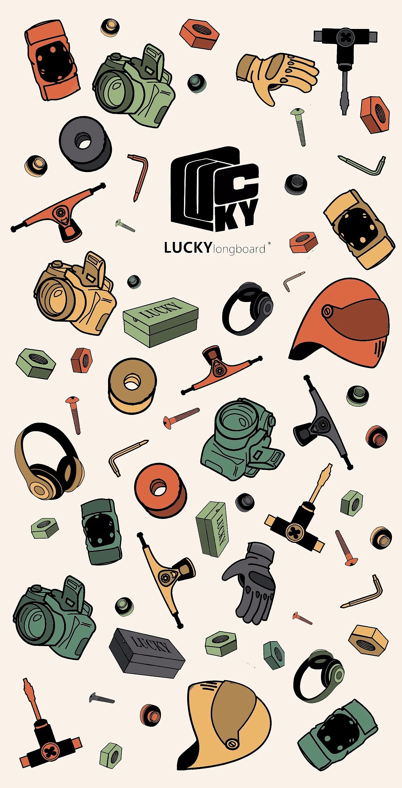 lucky长板壁纸（图ZMTY2NTk4Njk2） - 新锐潮流插画 - 站酷设计师0530长板店原创素材 - 站酷ZCOOL