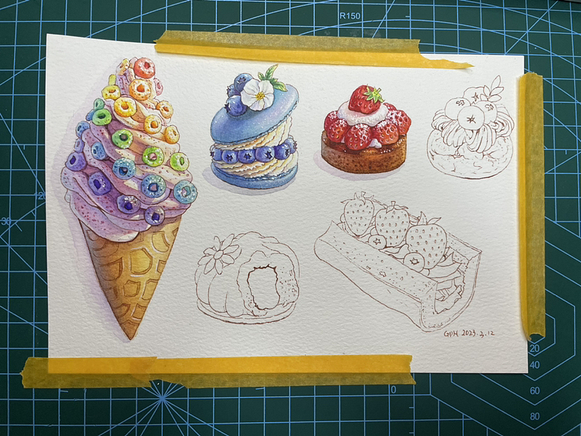 水彩美食甜品第一波