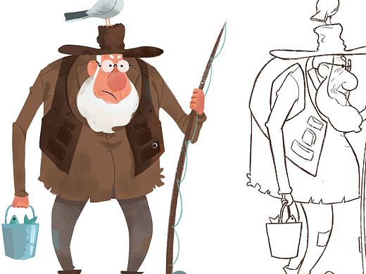 卡通角色设计——海边老渔夫