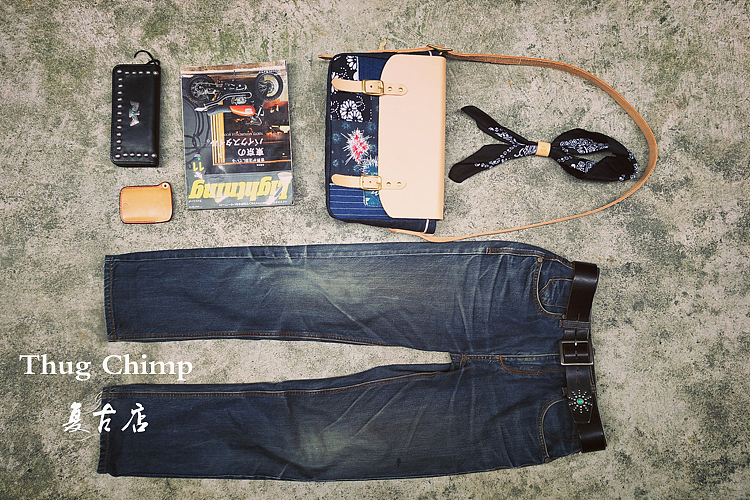  vintage 阿美咔叽挎包 重磅单宁牛仔布复古挎包