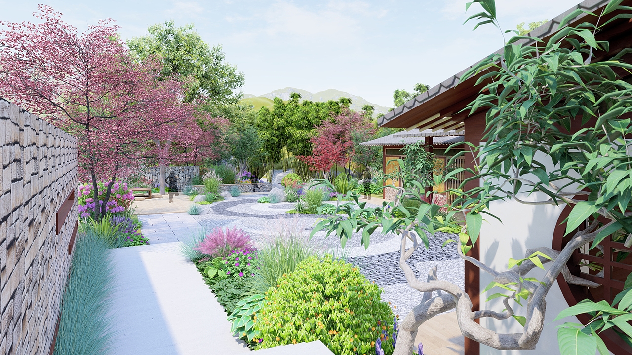 老君山客栈民宿庭院设计|空间|景观设计|周小粥粥_原创作品-站酷zcool