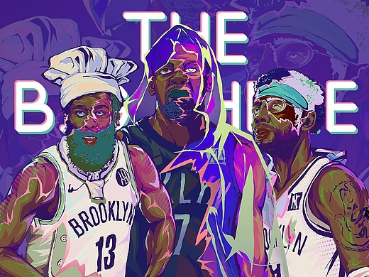 布鲁克林篮网三巨头《the big three》插画
