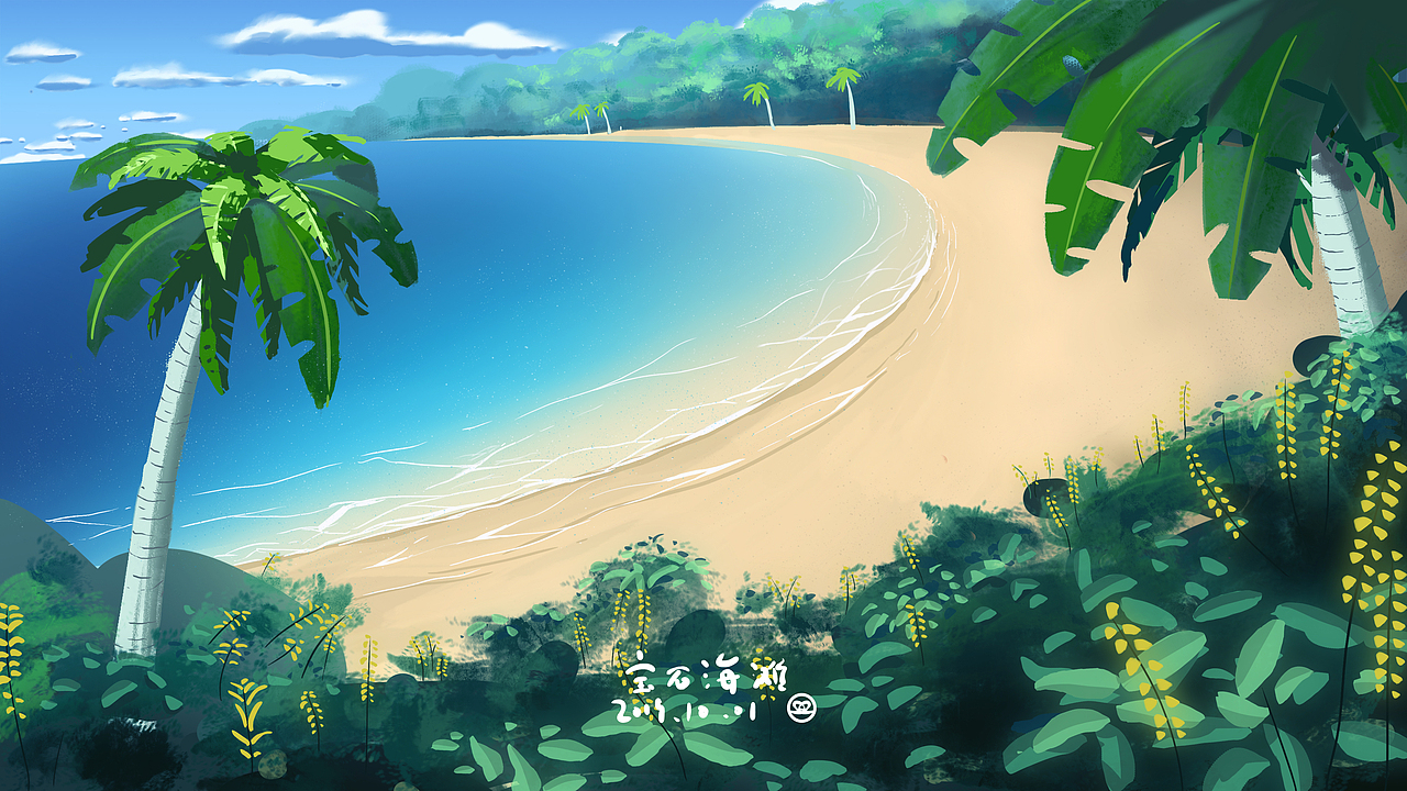 宝石海滩（图ZMTc4NzgyODY0） - 商业插画 - 站酷设计师aszzz原创素材 - 站酷ZCOOL