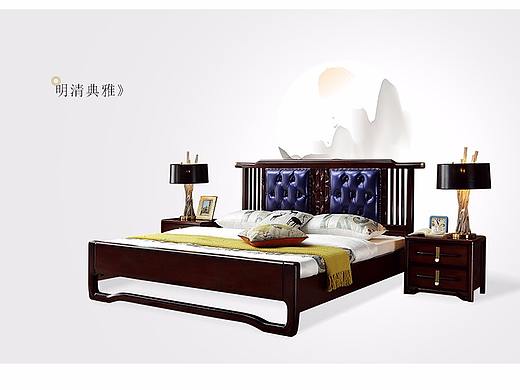 新中式實木床詳情（個人主頁-ZMjY4MjUzNjA=） - 海報 - 站酷設(shè)計師鐘春輝啊原創(chuàng)素材 - 站酷ZCOOL