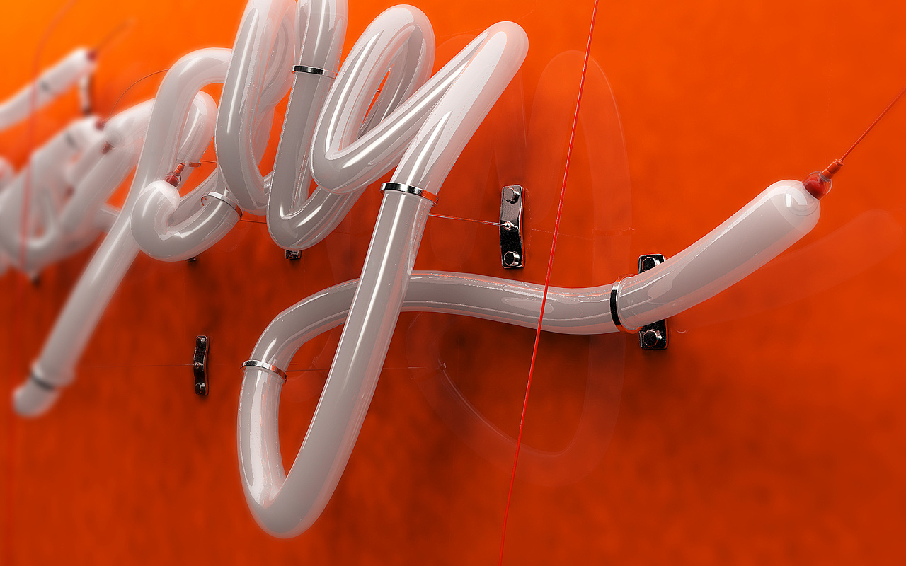 c4d 霓虹灯管字设计