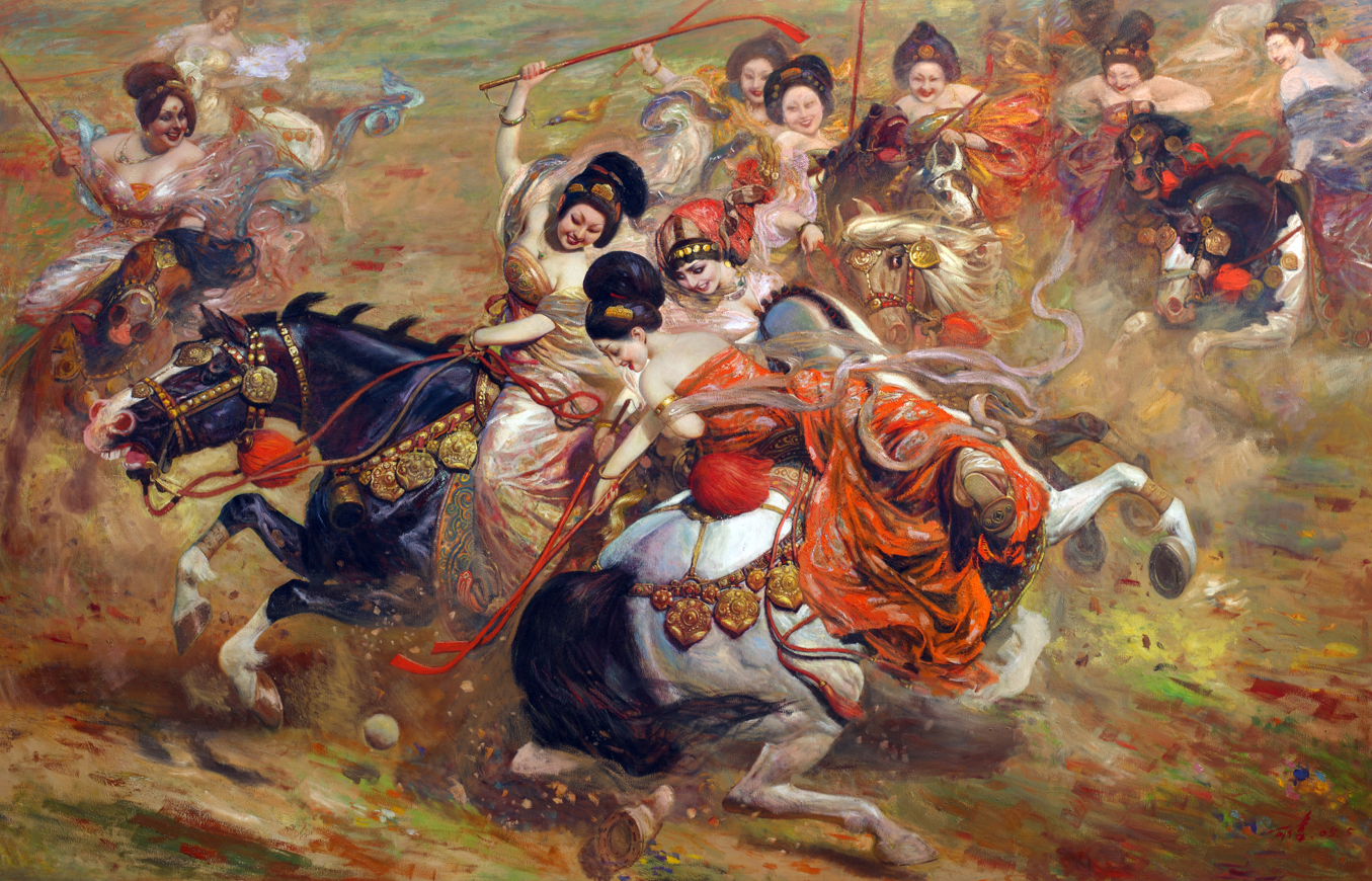 油画作品《马球》