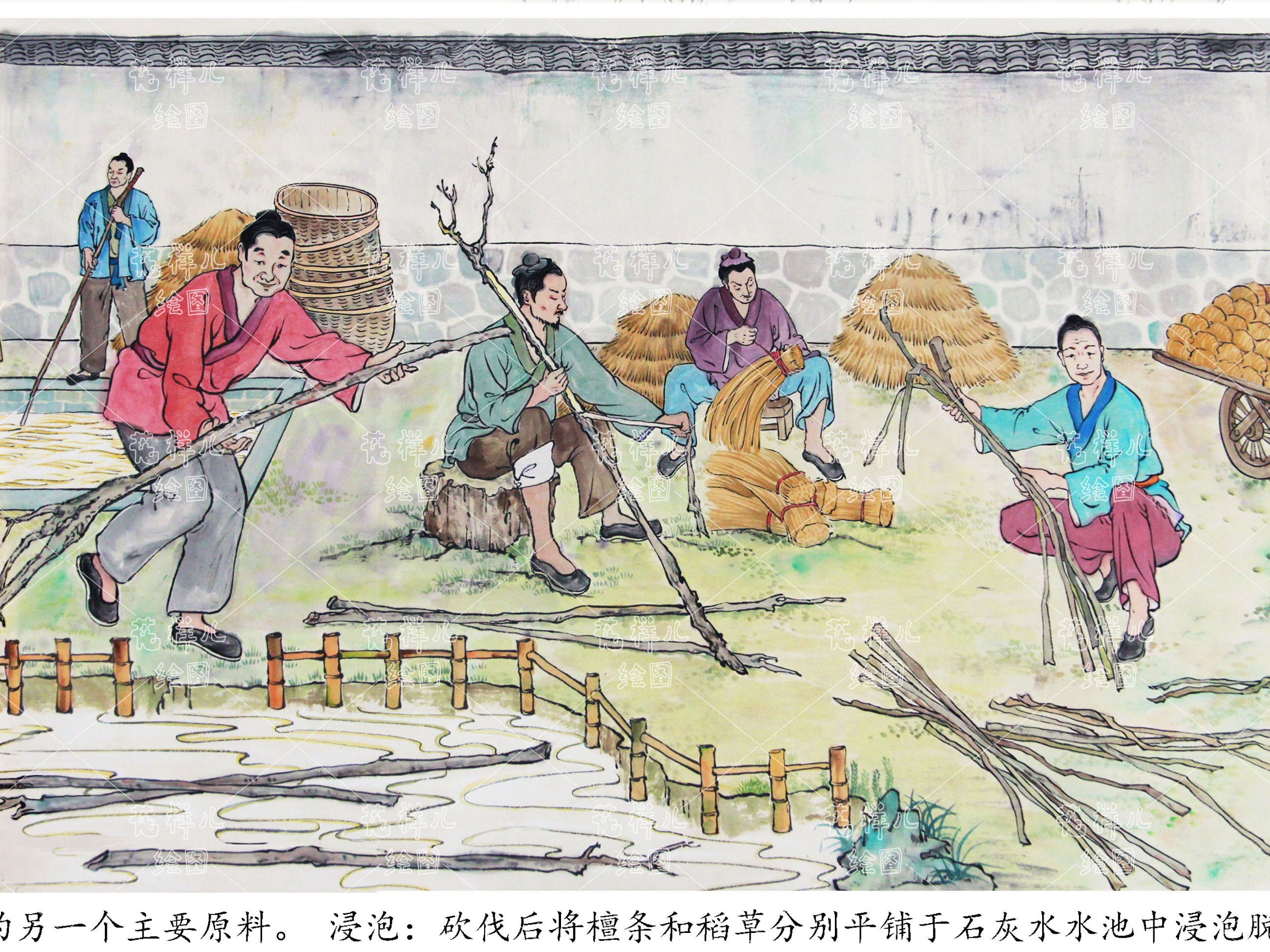 手绘宣纸工艺流程插图长卷_林山白Linsani-站酷ZCOOL