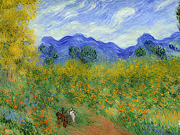 #AI創(chuàng)作實驗室#暖暖的陽光 大樹 草坪開滿鮮花 有山有