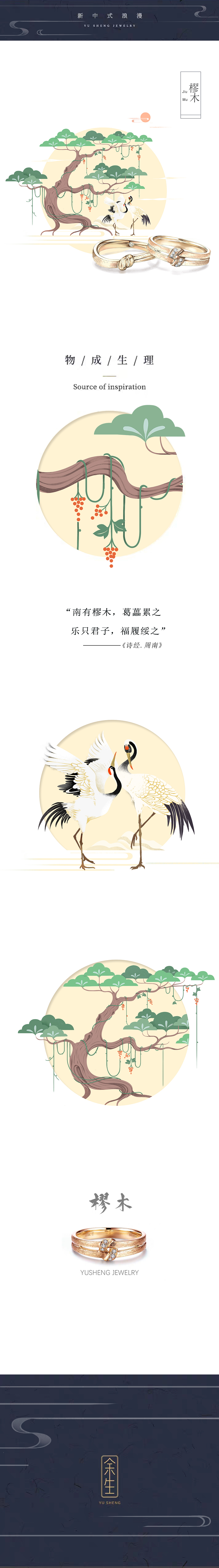 ”南有樛木，葛藟累之。乐只君子，福履绥之。“
《樛木》是《诗经·周南》的一篇，这是一首祝贺新婚的民歌。诗人先以葛藟缠绕樛木，比喻女子嫁给丈夫。然后为新郎祝福，希望他能有幸福、美满的生活。