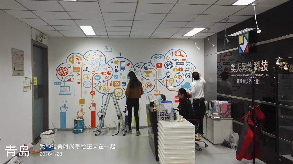 青岛绘美时尚装饰工程有限公司墙绘案例分享19（图ZNDEzMDc3Mjg=） - 商业插画 - 站酷设计师青岛绘美手绘壁画原创素材 - 站酷ZCOOL