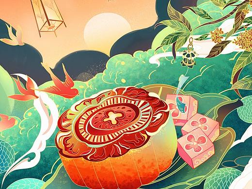 中秋節(jié)插畫（個(gè)人主頁(yè)-ZNTUyNjE4MzY=） - 創(chuàng)作習(xí)作 - 站酷設(shè)計(jì)師愛喝奶茶的小肥龍?jiān)瓌?chuàng)素材 - 站酷ZCOOL