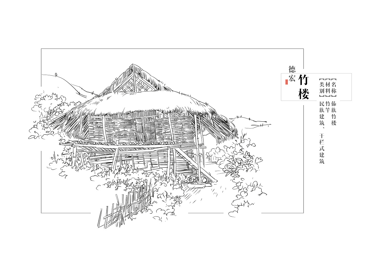 傣族建筑 简笔画图片
