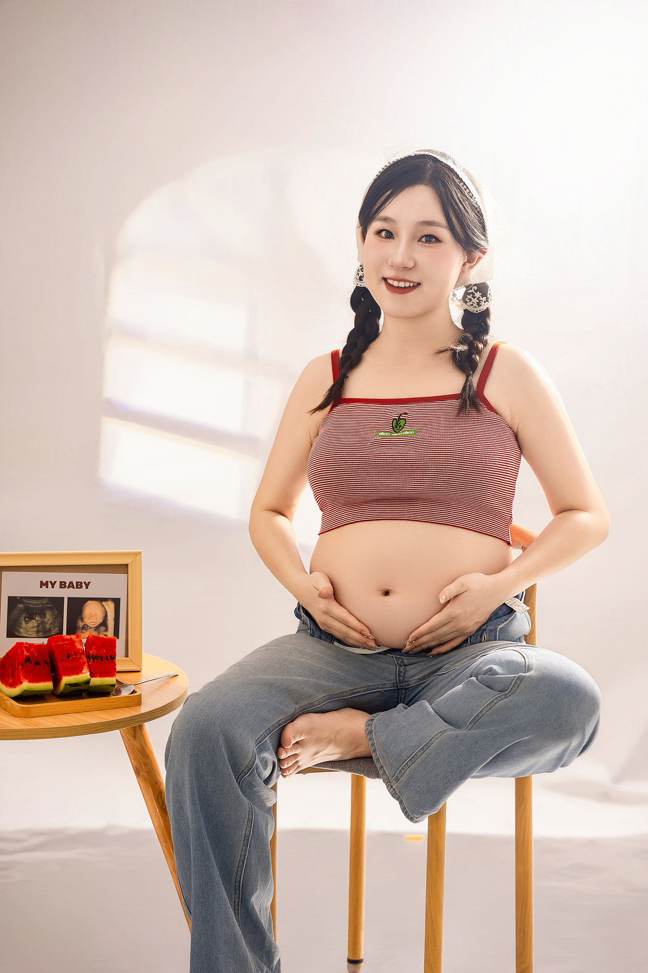 西瓜孕妇写真